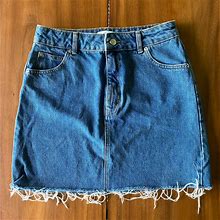 Topshop Skirts | Topshop High Waisted Denim Skirt - Size 8 (Tall) | Color: Blue | Size: 8