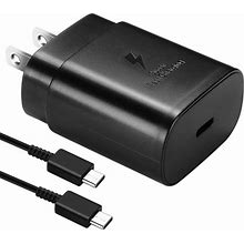 Usb C Charger-25W PD Wall Charger Fast Charging For Samsung Galaxy M31 And 4ft Type C To C Cable - Black (US Version With Warranty)