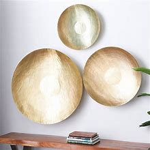 Set Of 3 Metal Plate Metallic Disk Large Wall Decors Copper - Olivia & May