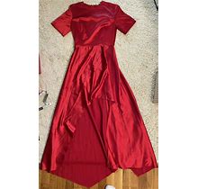 ZARA WOMAN Red Short Sleeve Stretchy Hi-Low Long Maxi Dress XS Extra Small 0