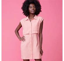 Monrow Dresses | Monrow Double Layer Shirt Dress, Coral, Size Large, Nwt | Color: Pink | Size: L