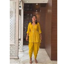 New Haldi Yellow Fancy Sleeves&Stylish Top With Bottom For Haldi Wear,Haldi Function,Haldi Special Dress, Party Wear Dress,Traditional Dress