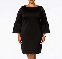 Charter Club Plus Ruffled-Sleeve Dress (Black, 1X)