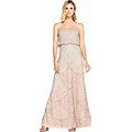 Adrianna Papell Womens Long Beaded Blouson Gown Taupepink 14, Taupe/Pink