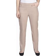 Alfred Dunner Womens Petite Classic Allure Fit Proportioned Pant With Elastic Comfort Waistband, Tan, 14P