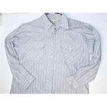Haband Large Polyester Gray White Stripe Men's Snap Western Shirt