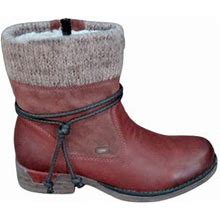 Ymiytan Womens Ankle Boots Casual Winter Shoes Comfort Booties Walking Dress Boot Block Heels Slip On Wine Red 7.5