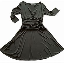 New York & Company Dresses | New York & Company Fit & Flair Black Midi Dress Size L | Color: Black | Size: L