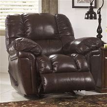 Signature Design By Ashley Turrell Rocker Recliner Genuine Leather In Brown | 42 H X 46 W X 42 D In | Wayfair 63979811718Acfe8e9573a0cd14446c0