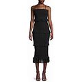 Bebe Women's Smocked Ruffle-Tiered Bodycon Dress - Black - Size XS
