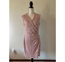 CONNECTED Women Petites Size 14P Pink Floral Lace V Neck Sleeveless Sheath Dress