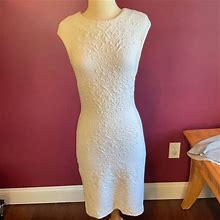 Bebe Dresses | Bebe White Embroidered Fitted Dress Sz S | Color: White | Size: S