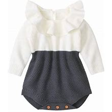 Bebiullo Newborn Baby Girl Lovely Sweater Clothes Set, Cute Long Sleeve Wool Warm Knitting Bodysuits White 6-9m