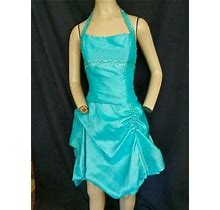 Turquoise Sequin & Beaded Trim Prom, Homecoming Zum Zum Dress 32" Bust