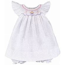 Petit Ami Baby Girls Dot Printed Smocked Dress, 3 Months, Cotton