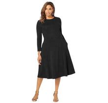 Plus Size Women's Long Sleeve Ponte Dress By Jessica London In Black (Size 12 W)