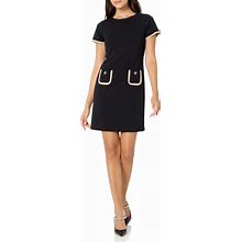 Tommy Hilfiger Women's Petite Legacy Scuba Crepe Two Pocket Dress, Black/Chino