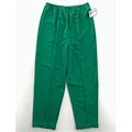 Haband Womens Pants Green High Rise Elastic Waist Pockets Pleated