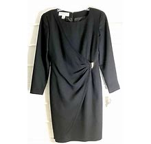 Jones New York Dress Black Worsted Wool Lined Long Sleeve Dress Size 6 NWTS!