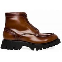 Santoni Men's Leather Lug-Sole Ankle Boots - Brown - Size 8.5