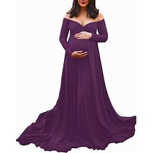 Saslax Maternity Off Shoulders Half Circle Gown For Baby Shower Photo Props Dress