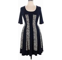 Connected Apparel Casual Dress - A-Line: Blue Damask Dresses - Women's Size 14