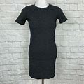 H&M Women's Xs T-Shirt Dress Fitted Striped Black White Stretch Short