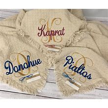 Large Letter With Custom Last Name Personalized Embroidered Throw Afghan For Couple Wedding Or Anniversary Gift | Gift For Wedding Couple