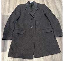 Saks Fifth Avenue Black 100% Cashmere Overcoat Dress Coat Long 44R