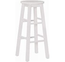 Linon Sims 29" Round Transitional Wood Bar Stool With 4-Foot Rails For Kitchen, Dining And Home Pub Area In White Finish
