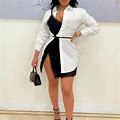 SHEIN Lace Lace-Up Split Patchwork Shirt Dress - New Women | Color: White | Size: L