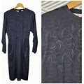 Vintage Liz Claiborne 100% Silk Sheath Dress Size 4 Evening Jaquard Black LBD