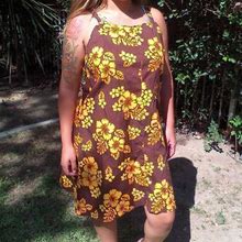 Hawaiian Dress,Cotton,Summer Dress,Brown,Orange ,Yellow, Medium