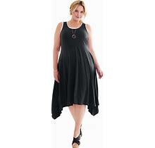 Plus Size Women's Sleeveless Sharkbite Hem Dress By Soft Focus In Black (Size M)