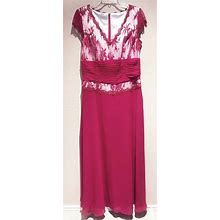 Mother Of Bride Dress Gown Lace Beaded A-Line V-Neck Chiffon Red 12P,