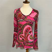 Lilly Pulitzer Tops | Lilly Pulitzer Sheer Knit Floral Top Womens Sz Xs, As Is | Color: Pink | Size: Xs