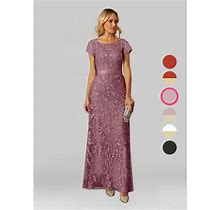 Azazie Sheath/Column Scoop Floor-Length Lace Mother Of The Bride Dresses, Vintage Mauve , Size A2-Azazie Dorit