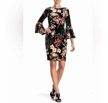 Calvin Klein Dresses | Calvin Klein Floral Bell Sleeve Dress | Color: Black | Size: 16