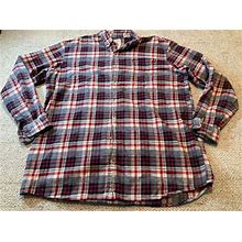 Redhead Mens Size 2Xlt Flannel Shirt Button Up Long Sleeve Red Plaid