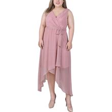 Ny Collection Plus Size Sleeveless Wrap Chiffon Dress - Blush Black Dot - Size 3X