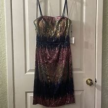 Laundry By Shelli Segal Dresses | Laundry By Shelli Segal Multi Color Ombr Strapless Midi Sequins Dress Size 8 | Color: Blue/Pink | Size: 8