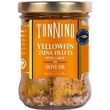 Tonnino Premium Yellowfin Tuna Fillet With Garlic In Olive Oil, 6.7 Oz, Jar, Wild Caught