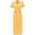 Women's Yellow / Orange Midi Dress With Belt Pale Yellow | Extra Small | Julia Allert