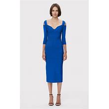 Notched Bateau Midi Dress - Bright Blue, M, By Herve Leger