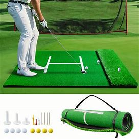 Roykaw Golf Hitting Mat, Golf Practice Mat For Indoor/Outdoor, Thickened Artificial Turf With 0.4-Inch PP Grass, Includes Golf Ball, Golf,By Temu