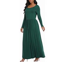 Vintageclothing Women's Long Sleeve Maxi Dress With Pockets Soft Floral Plain Casual Loose Long Dresses