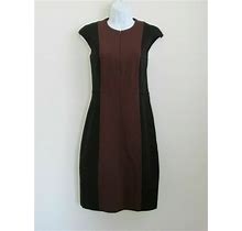 NWT AKRIS Garnet Black Viscose Cap Sleeve Color Block Jersey Sheath Dress 4