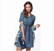 Lilly Pulitzer Womens Size S Blue Adalie Leopard Print Wrap Dress