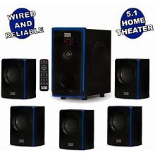 Acoustic Audio Aa5102 Bluetooth Powered 5.1 Speaker System Home Theater Surround Sound
