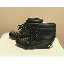 Forever 21 - Black Faux Leather, Silver Studded Ankle Boot With Hidden